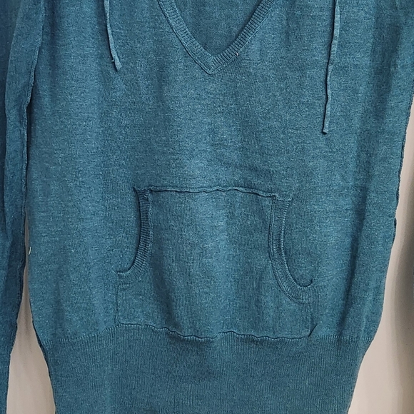 Full Tilt Teal Green Cozy V-Neck Sweater - Picture 2 of 7